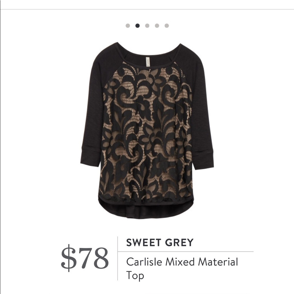 Sweet Grey Carlise Mixed Material Top